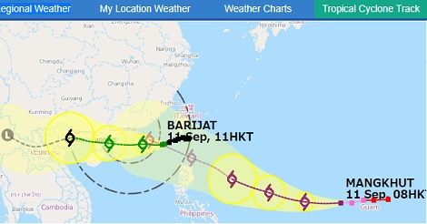 9月16日、スーパー台風「マンクット」が香港に接近