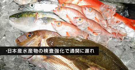 日本産水産物の検査強化で通関に遅れ